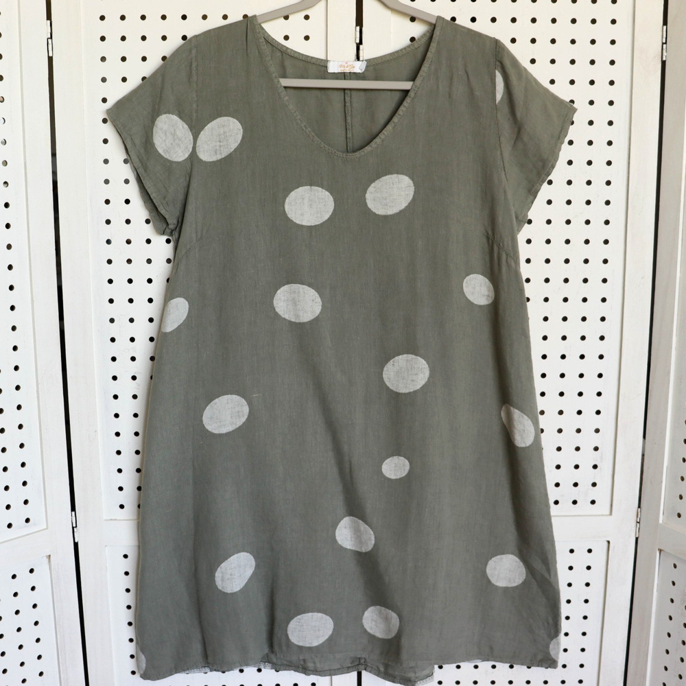 Me & Gee 100% Linen Dress Made in Italy Boho Lagenlook SIZE XL